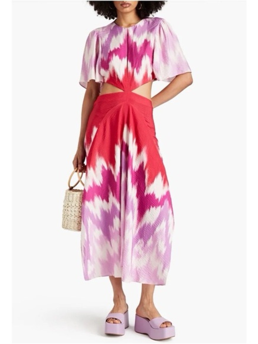 Maje Pink, Fuchsia & Red Tie-Dye Maxi Skirt